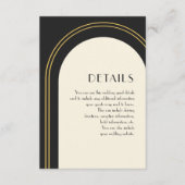 シンプルなブラックアーチの結婚式ゲスト詳細カード エンクロージャーカード (正面)