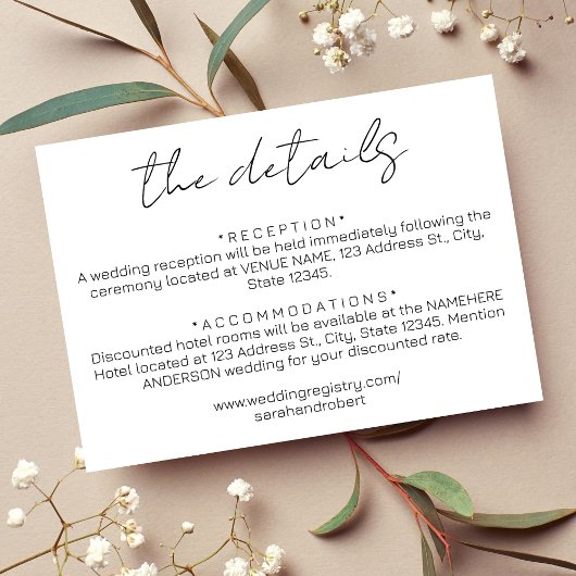 シンプルなブラックウェディングの詳細 エンクロージャーカード