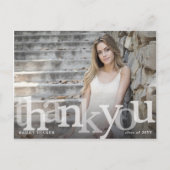 シンプルなブラックオンブレ写真 卒業お礼メッセージ ポストカード (正面)