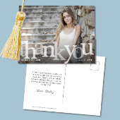 シンプルなブラックオンブレ写真 卒業お礼 ポストカード