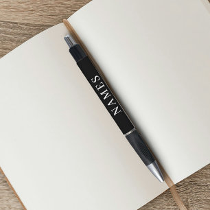 シンプルなブラックカスタム あなたの名前を追加 エレガント ボールペン