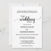 シンプルなブラックカリグラフィーフォーマルウェディング 招待状 (正面)