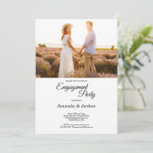 シンプルなブラックカリグラフィーフレーム写真エンゲージメント 招待状 (スタンド正面)