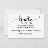 シンプルなブラックカリグラフィー結婚式ウェブサイトのRSVPカード 出欠カード (裏面)