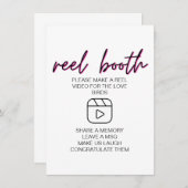 シンプルなブラックカリグラフィー結婚式リールブース看板 招待状 (正面/裏面)