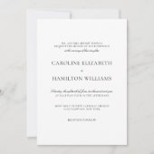 シンプルなブラックカリグラフィー エレガントなホワイトウェディング 招待状 (正面)