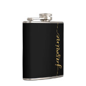 シンプルなブラックゴールドの女の子の名前のイニシャルサイン フラスク (右)