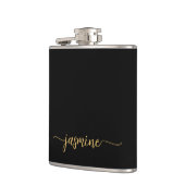 シンプルなブラックゴールドの女の子の名前のイニシャルサイン フラスク (左)