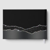 シンプルなブラックシルバーグリッター ストリップ 豪華なホイル ゲストブック (裏面)