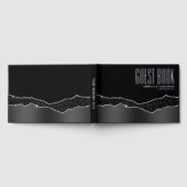 シンプルなブラックシルバーグリッター ストリップ 豪華なホイル ゲストブック (全面)