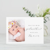 シンプルなブラックスクリプト名付け親提案写真ブラック 招待状 (スタンド正面)