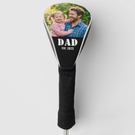シンプルなブラックタイポグラフィーで「Dad Established」 ゴルフヘッドカバー