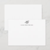 シンプルなブラックバタフライモノグラムノートカード サンキューカード (正面/裏面)