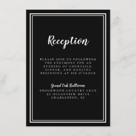 シンプルなブラックホワイトの結婚式の受付 クラシックフレーム エンクロージャーカード