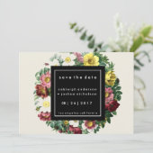 シンプルなブラックボックス|のヴィンテージの花の保存日付 セーブザデート (スタンド正面)