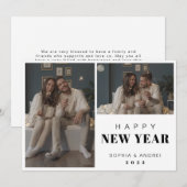 シンプルなブラックボールドテキスト2枚の写真 新年おめでとうございます シーズンカード (正面/裏面)