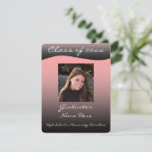 シンプルなブラック＆ピンクのウェーブ 卒業おめでとうのご案内 招待状 (スタンド正面)