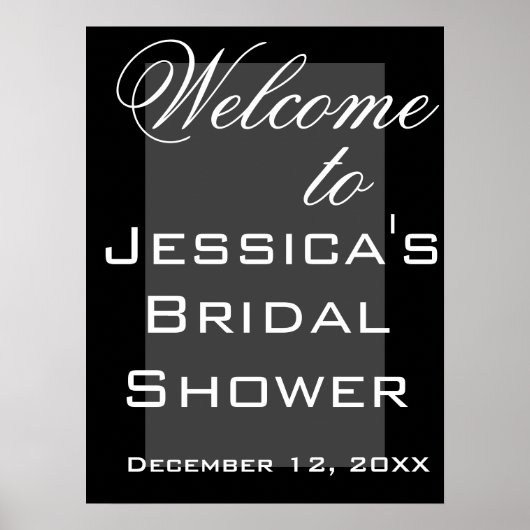 シンプルなブラック&ホワイトのウェディングシャワーポスター ポスター (正面)