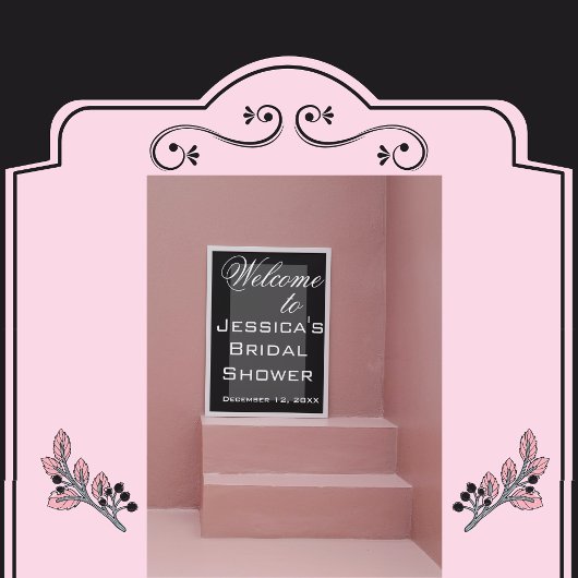 シンプルなブラック&ホワイトのウェディングシャワーポスター ポスター