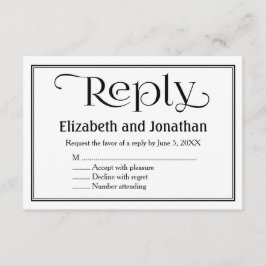 シンプルなブラック＆ホワイトのクリスチャンウェディング出欠カード 出欠カード