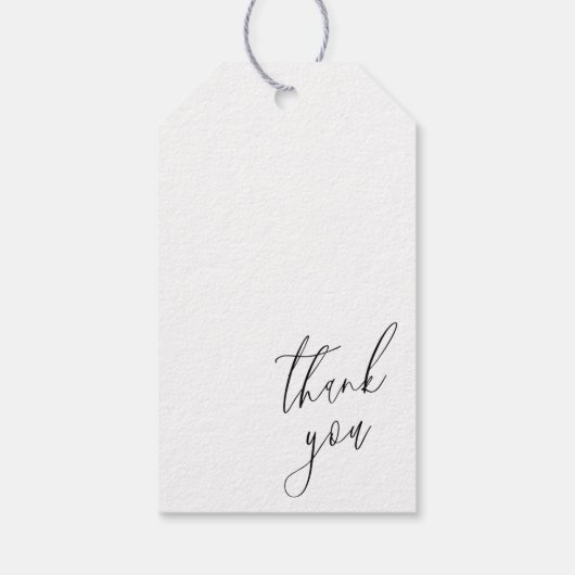 シンプルなブラック＆ホワイトの感謝の気持ちを込めたブライダルシャワー ギフトタグ (裏面)