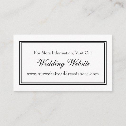 シンプルなブラック＆ホワイトの結婚式ウェブサイト挿入カード エンクロージャーカード (正面)