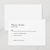 シンプルなブラック＆ホワイトの結婚式出欠ハガキ 出欠カード (正面/裏面)