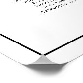 シンプルなブラック＆ホワイトの結婚式席次表 ポスター (角)