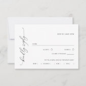 シンプルなブラック＆ホワイトの食事選択 RSVP 返信カード (正面)