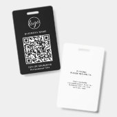 シンプルなブラックQRコード社員証 バッジ (正面＆裏面)