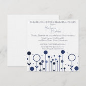 シンプルなブルーのドットフラワー モダン リハーサルディナー 招待状 (正面/裏面)