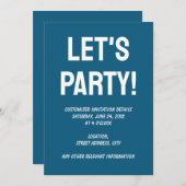 シンプルなブルーサファイアの無地の色 招待状 (正面/裏面)