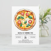 シンプルなプリントピザの誕生日 招待状 (スタンド正面)