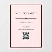 シンプルなプロフェッショナルオフィスブラックピンクのQRコード付き ウィンドウサイン (シート)