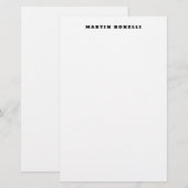 シンプルなプロフェッショナル ブラック＆ホワイト ミニマル 便箋 (正面/裏面)