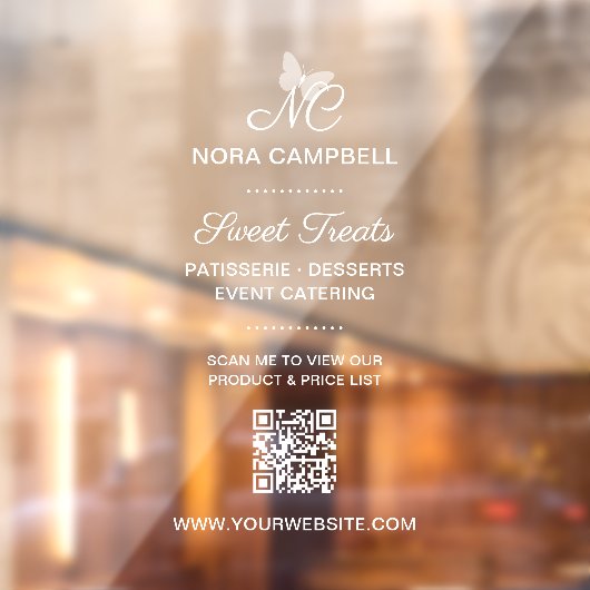 シンプルなプロフェッショナル モノグラム ビジネス名 QR コード ウィンドウサイン (シート2)