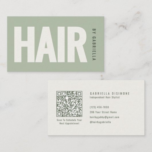 シンプルなヘアスタイリストQRコード 名刺 (正面/裏面)