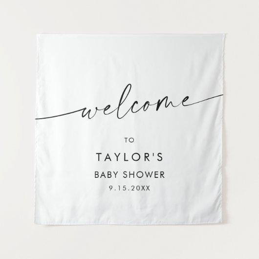 シンプルなベイビーシャワーのお出迎え タペストリー (正面)