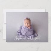 シンプルなベイビー写真 サンクススクリプト アナウンスメント (正面)