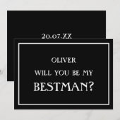 シンプルなベストマンにしてくれませんか？ プロポーズ ブラック 招待状 (正面/裏面)