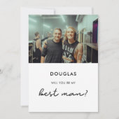 シンプルなベストマン写真カード 招待状 (正面)