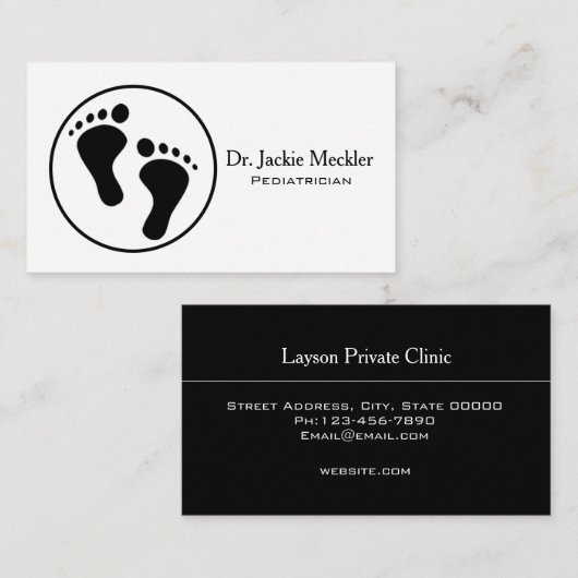 シンプルなベビーの足の小児科の名刺 名刺 (正面/裏面)