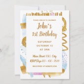 シンプルなベビーの1歳誕生日招待状 招待状 (正面)