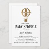 シンプルなベビーは金ゴールドのグリッターの熱気の気球を振りかけます 招待状 (正面/裏面)