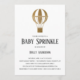 シンプルなベビーは金ゴールドのグリッターの熱気の気球を振りかけます 招待状