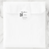 シンプルなベビーシャワーのウェブサイト バーコード QR 名前を追加 ラウンドシール (バッグ)