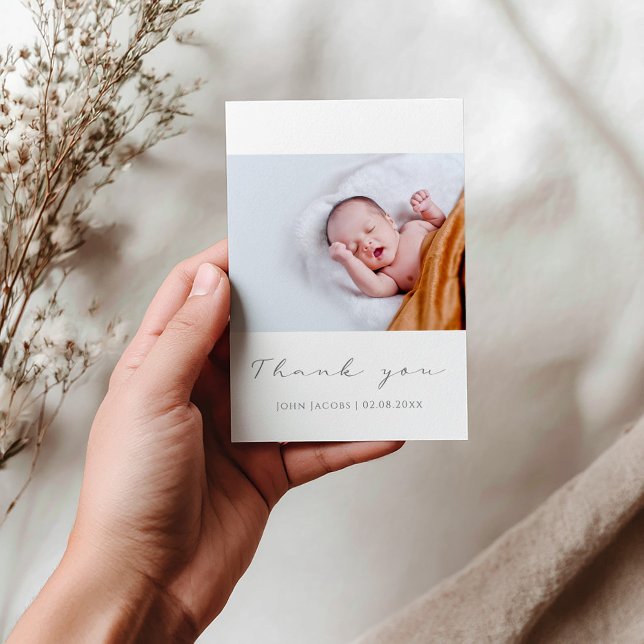 シンプルなベビーシャワー写真感謝カード (Adorable photo baby shower thank you card, with your photo and personal message.)