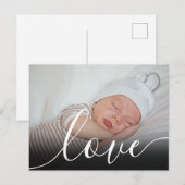 シンプルなベビーフォトスクリプト 誕生のお知らせ ポストカード (正面/裏面)