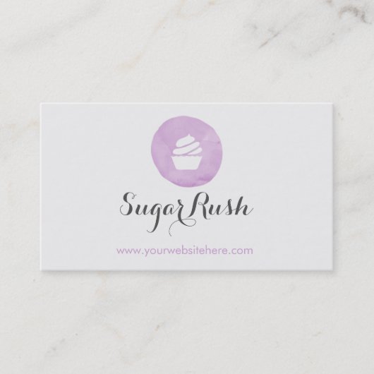 シンプルなベーカリーおよび食料調達の紫色のアイシング 名刺 (正面)