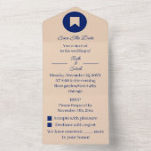 シンプルなベージュのカスタマイズ Save The Date オールインワン招待状 (内側)